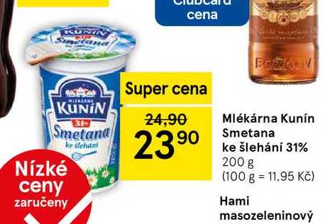 Mlékárna Kunín Smetana ke šlehání 31%, 200 g