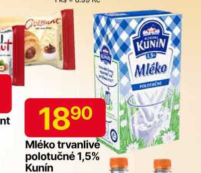 Kunín Mléko trvanlivé polotučné 1,5% 1l