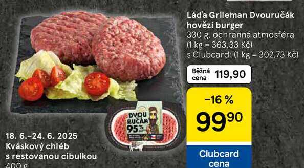 Láďa Grileman Dvouručák hovězí burger, 330 g 