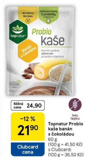 Topnatur Probio kaše banán s čokoládou, 60 g 