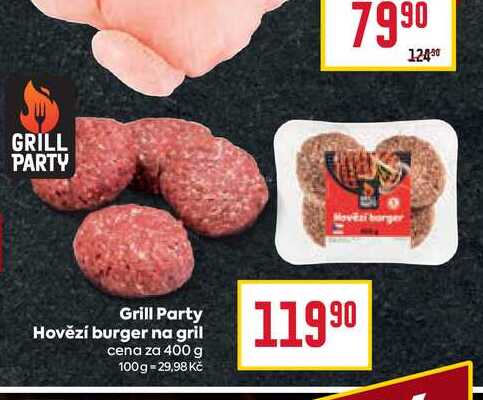 Grill Party Hovězí burger na gril cena za 400 g