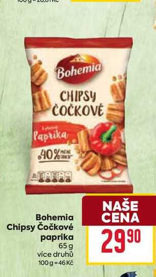 Bohemia Chipsy Čočkové paprika 65 g
