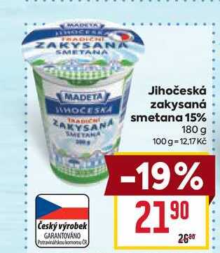 Jihočeská zakysaná smetana 15% 180 g 