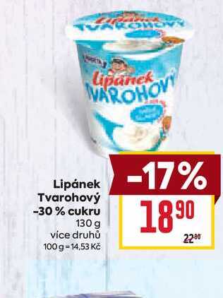 Lipánek Tvarohový -30% cukru 130 g 