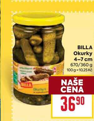 BILLA Okurky 4-7 cm 670/360 g