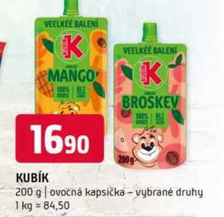 Kubík 200 g ovocná kapsička vybrané druhy 