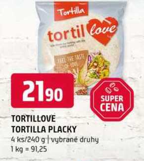 Tortillove tortilla placky 4 ks/240 g vybrané druhy