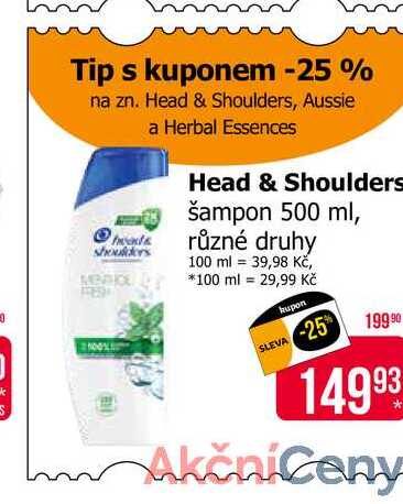Head & Shoulders Šampon 500ml, vybrané druhy
