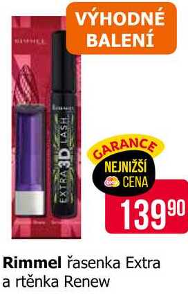 Rimmel řasenka Extra a rtěnka Renew 