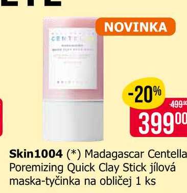 Skin1004 Madagascar Centella Poremizing Quick Clay Stick jílová maska-tyčinka na obličej 1 ks 