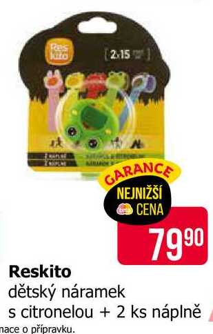 Reskito dětský náramek s citronelou + 2 ks náplně 