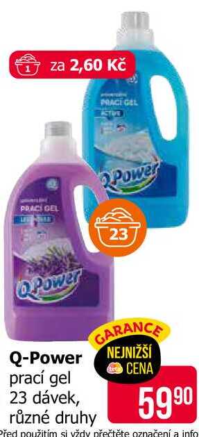Q-Power prací gel 23 dávek, různé druhy 