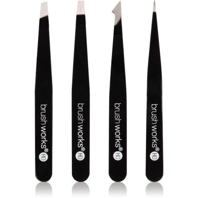 Brushworks The Complete sada pinzet na obočí Black 4 ks