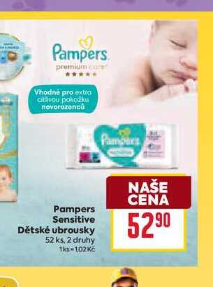Pampers Sensitive Dětské ubrousky 52 ks