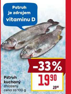 Pstruh kuchaný chlazený cena za 100g