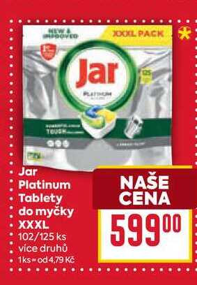 Jar Platinum Tablety do myčky XXXL 102/125 ks