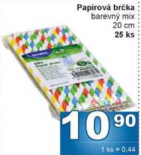 Papírová brčka barevný mix 20 cm 25 ks