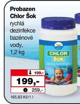Probazen Chlor Šok rychlá dezinfekce bazénové vody, 1,2 kg 