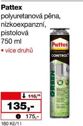 Pattex polyuretanová pěna, nízkoexpanzní, pistolová 750 ml 
