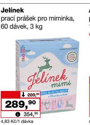 Jelínek prací prášek pro miminka, 60 dávek, 3 kg 