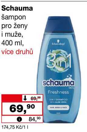 Schauma šampon pro ženy i muže, 400 ml