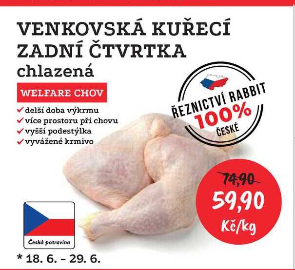 Venkovské Kuřecí zadní čtvrtky 1 kg 