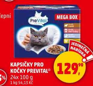 KAPSIČKY PRO KOČKY PREVITAL, 24x 100 g 