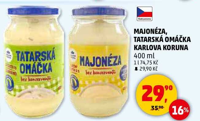 TATARSKÁ OMÁČKA KARLOVA KORUNA MAJONÉZA, 400 ml  