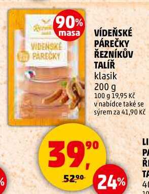 VÍDEŇSKÉ PAREČKY ŘEZNÍKŮV TALÍŘ klasik, 200 g 