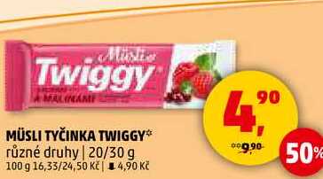 MÜSLI TYČINKA TWIGGY různé druhy, 20/30 g