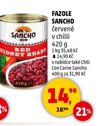 FAZOLE SANCHO červené v chilli, 420 g