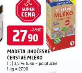 Madeta Jihočeské mléko 1l