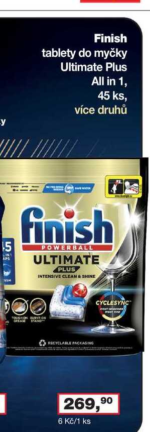 Finish tablety do myčky Ultimate Plus All in 1, 45 ks, více druhů  
