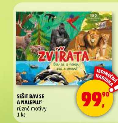 SEŠIT BAV SE A NALEPUJ různé motivy, 1 ks
