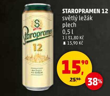 STAROPRAMEN 12 světlý ležák plech, 0,5 l