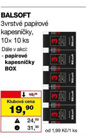 BALSOFT 3vrstvé papírové kapesníčky, 10x 10 ks 