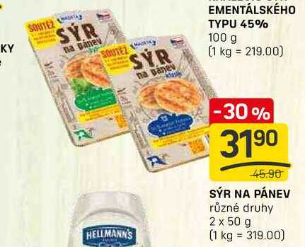 SÝR NA PÁNEV různé druhy 2 x 50 g