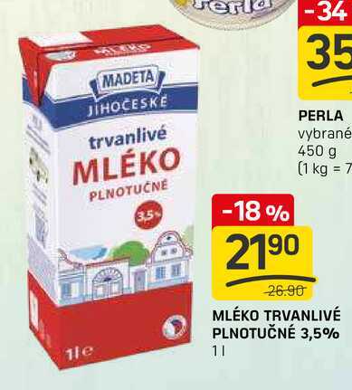 MLÉKO TRVANLIVÉ PLNOTUČNÉ 3,5% 1l