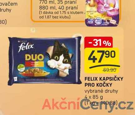 FELIX KAPSIČKY PRO KOČKY vybrané druhy 4 x 85 g