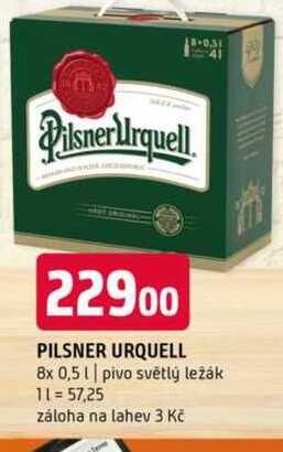 Pilsner Urquell Pivo ležák světlý 8 x 0,5l v akci