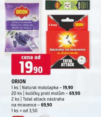 ORION Nástrahy na mravence 1 ks Natural mololapka 20 ks kuličky proti molům 2 ks Total attack nástraha na mravence