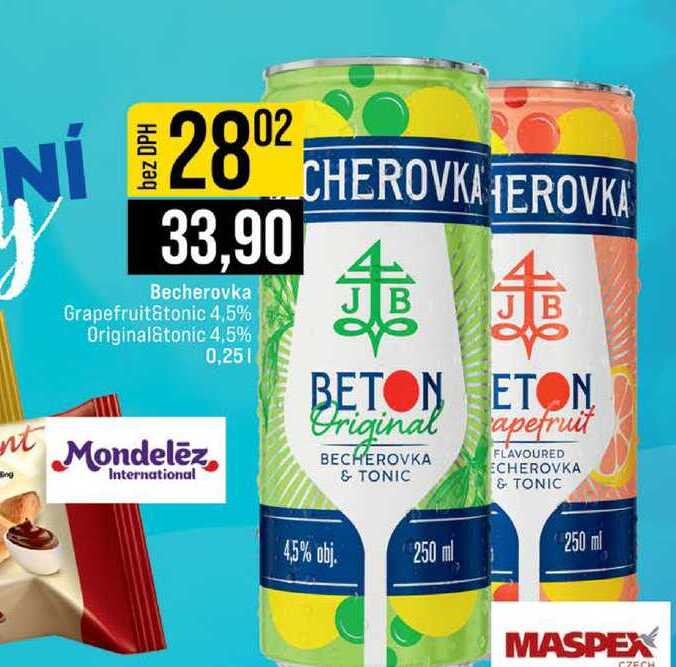 Becherovka Grapefruit&tonic 4,5% Original&tonic 4,5% 0,25l