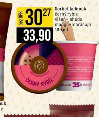 Sorbet kelímek černý rybíz višeň+jahoda mango+maracuja 105 ml 