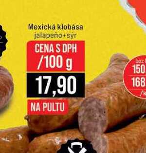 Mexická klobása jalapeño+sýr 100g