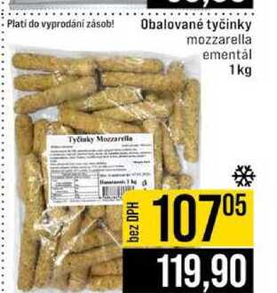 Obalované tyčinky mozzarella ementál 1kg