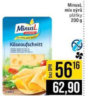 MinusL mix sýrů plátky 200 g 