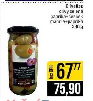 Olivellas olivy zelené paprika+česnek mandle+paprika 380 g 