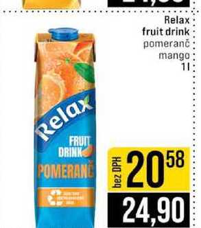 Relax fruit drink pomeranč mango 1l
