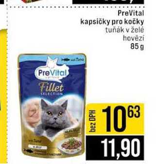 PreVital kapsičky pro kočky tuňák v želé hovězí 85 g