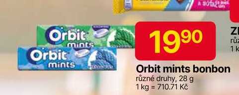 Orbit mints bonbon různé druhy, 28 g 